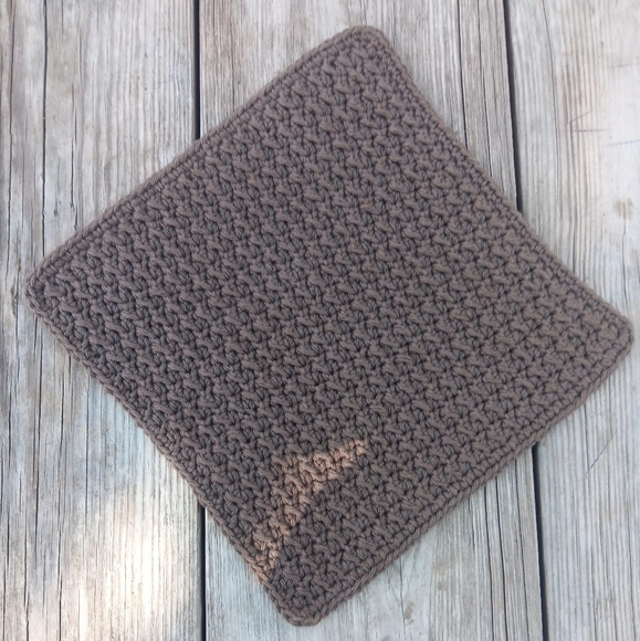 Hand Crafted Crochet Wash Cloths 2-pack Dish Cloths Brown and gray textured - Picture 3 of 4